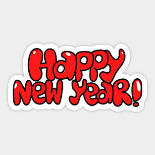 Cartoon text Happy New Year Sticker